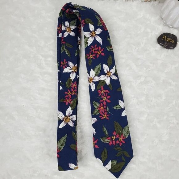 Dockers Floral Cotton Tie Blue - Picture 2 of 7